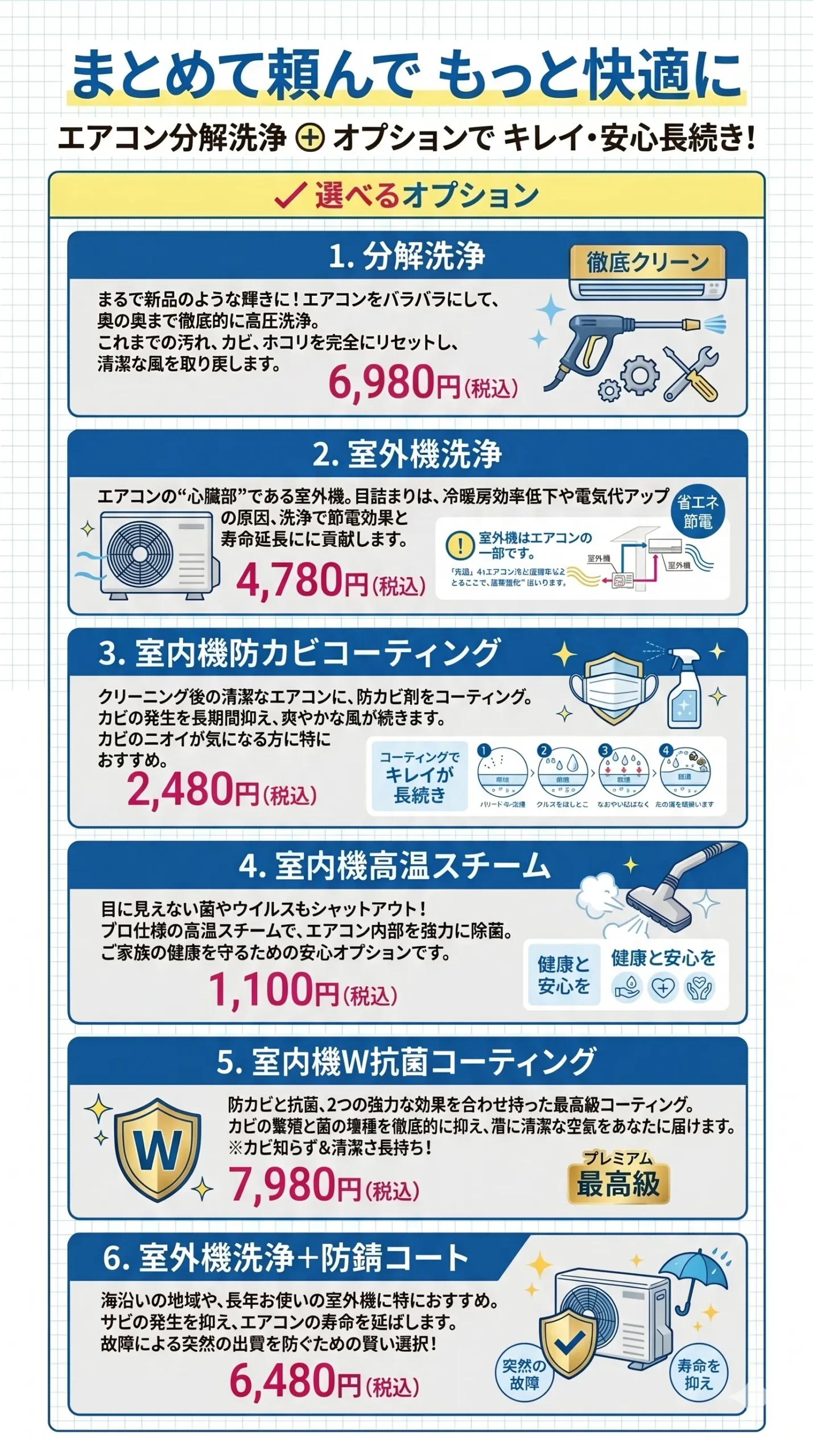 エアコンクリーニング オプションメニュー